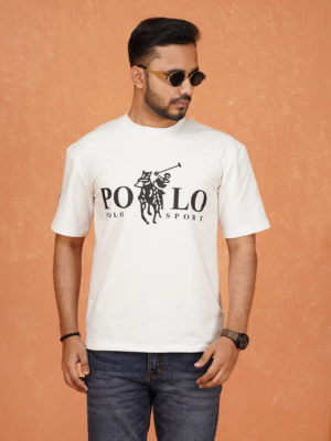 Premium Drop Shoulder T-Shirt White (Polo Brand)